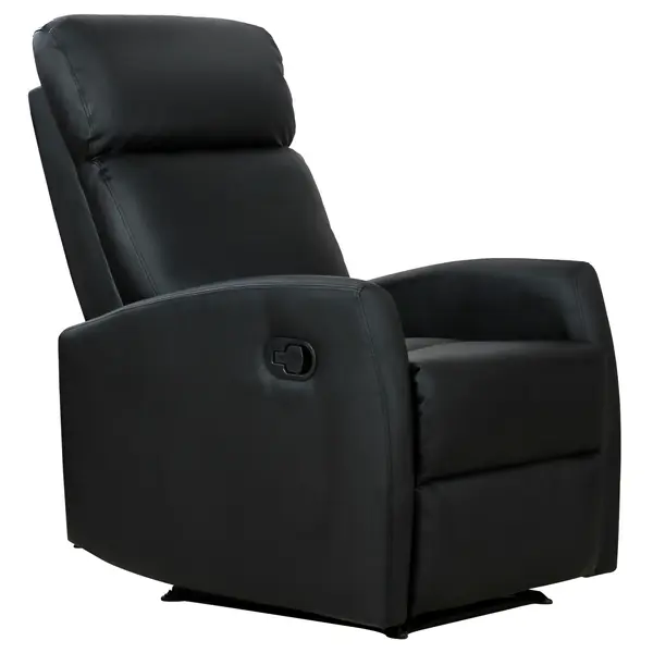 HOMCOM Fotoliu Relax Rabatabil Ergonomic Piele Sintetica 65 × 92 × 100cm, Negru | Aosom Romania