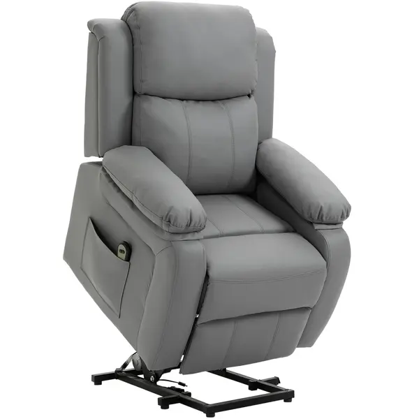 HOMCOM Fotoliu Relaxant Rabatabil la 160°, Electric cu Funcție de Ridicare, Suport pentru Picioare și Telecomandă, 76x90x105 cm, Gri | Aosom Romania