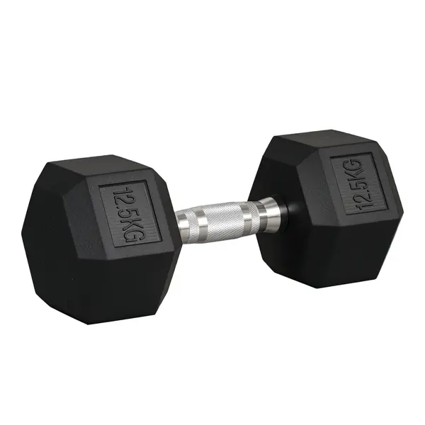 HOMCOM Ganteră de 12.5 kg Hexagonală Unică cu Mâner Antiderapant Negru | Aosom Romania