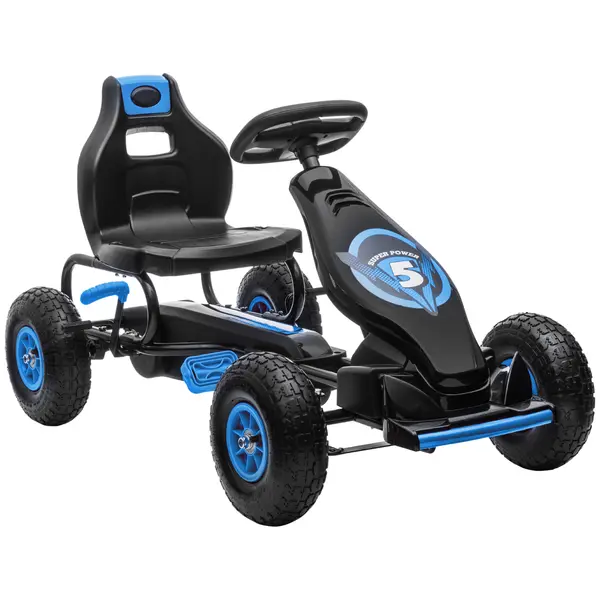 HOMCOM Go kart cu pedale pentru copii, Go kart de curse cu scaun reglabil, cauciucuri gonflabile, amortizor | Aosom Romania