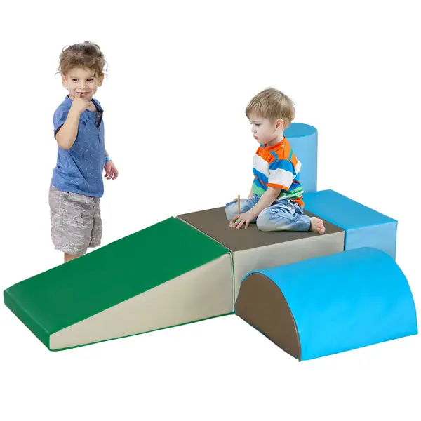 HOMCOM Joc de Constructie pentru Copii 1-3 Ani din Piele PU și Umplutură EPE, 40.6x40.6x20.3 cm, Multicolor | Aosom Romania