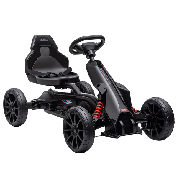 HOMCOM kart cu pedale pentru copii, scaun reglabil 4 poziții, roți EVA, 100 x 58 x 58,5 cm, negru | Aosom Romania