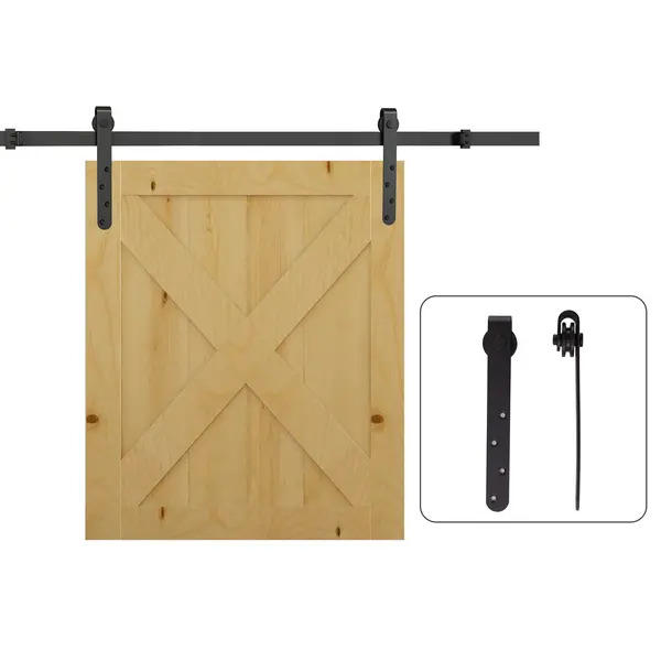 HOMCOM Kit de ușă cu glisare pentru sistem de galandaj cu ușă cu grosimea de 20-25 mm lățime maximă 0,9 m greutate maximă 20 Kg oțel negru | Aosom Romania