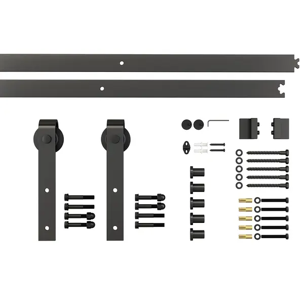 HOMCOM kit montat usi glisante, 200x4x0.6cm, negru | Aosom Romania