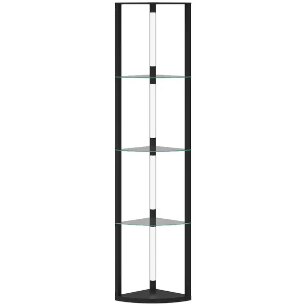 HOMCOM Lampă de podea cu 5 rafturi și lumină LED, 3 niveluri de luminozitate și întrerupător cu pedale, Negru | Aosom Romania