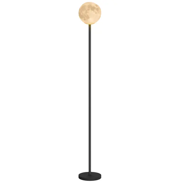 HOMCOM Lampă de podea cu abajur în formă de Lună, comutator pe bază, 3 temperaturi de culoare, metal, Negru | Aosom Romania