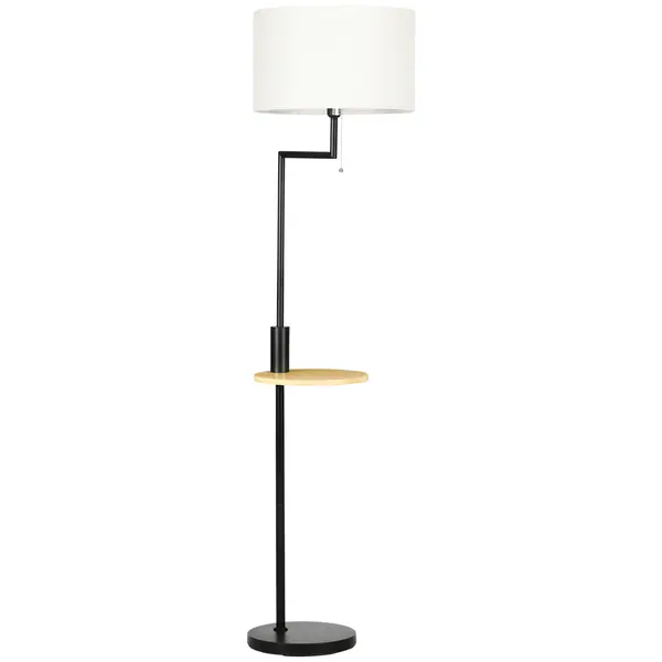 HOMCOM Lampă de podea cu etajeră, Lampă de podea, Fermoar, E 27, 40 W, Bambus, Natural + Negru | Aosom Romania