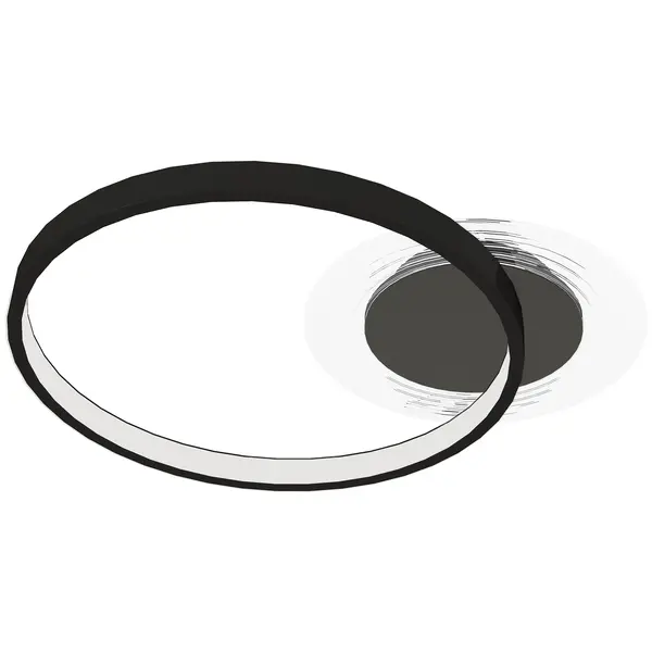 HOMCOM Lampă de tavan LED Modernă de 40W cu 2 Inele și Lumină Reglabilă, Negru | Aosom Romania