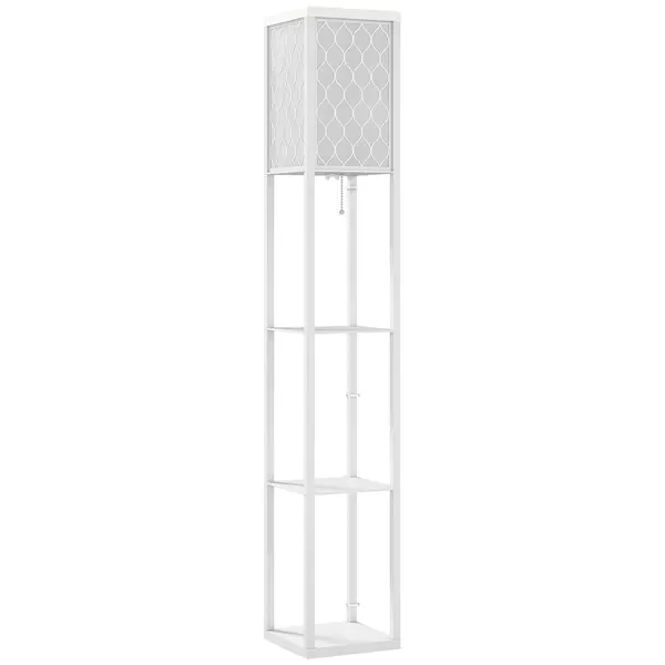 Homcom Lampa Pom 160 cm – Negru cu Rafturi pe 3 Niveluri | Aosom Romania