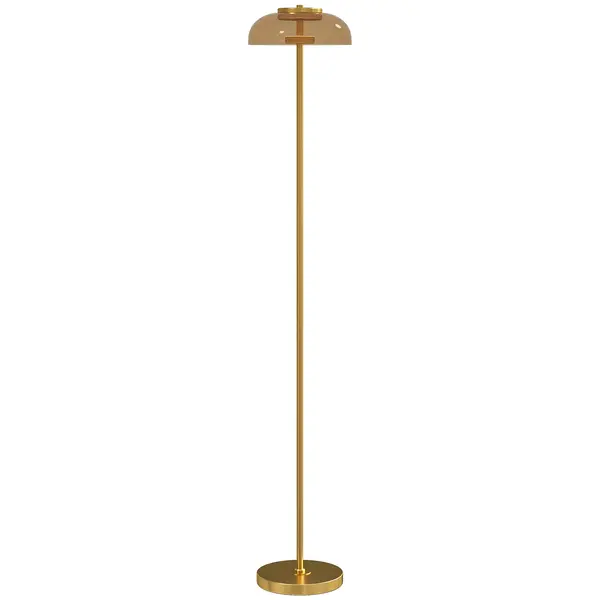 HOMCOM Lampadar de podea pentru living, lampă LED cu lumină caldă 3000 K și întrerupător la picior, Ø25x134cm, nuanță alamă | Aosom Romania