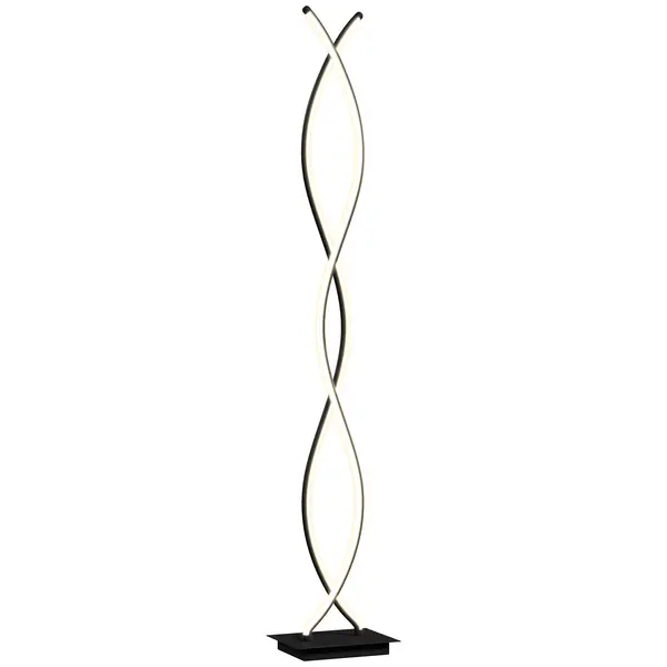 HOMCOM Lampadar de salon cu design spirală dublă, 3 niveluri de luminozitate, comutator de picior, modern și elegant, negru | Aosom Romania