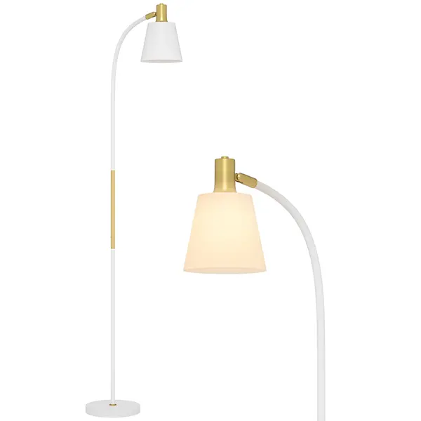 HOMCOM Lampadar de salon reglabil în înălțime 127-160 cm cu intrerupator, soclu E27, alb | Aosom Romania
