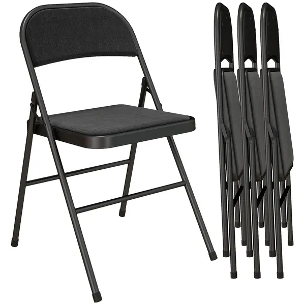 HOMCOM Lot de 4 scaune pliante scaune de masă portabile cadru din oțel 45 x 46 x 78 cm negru | Aosom Romania