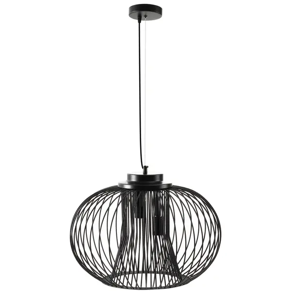HOMCOM Lustră de Plafon Modernă cu Suport E27, Înălțime Reglabilă, Design Elegant Negru, Ideală pentru Living și Salon, Plafonieră Suspendată | Aosom România
