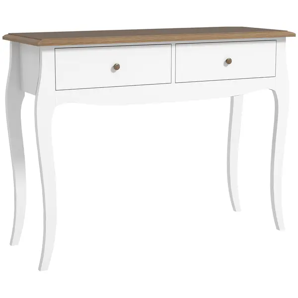 HOMCOM Masă Consolă Modernă cu 2 Sertare, Consolă de Intrare din MDF și PAL, 100x35x76,5 cm, Alb | Aosom Romania