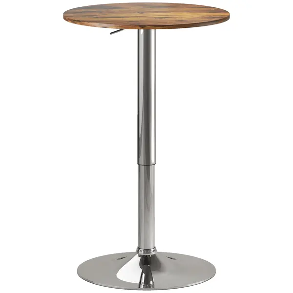 HOMCOM Masă de bar Masă bistro Masă înaltă Înălțime reglabilă 67-93 cm Blat pivotant 360° maro | Aosom Romania