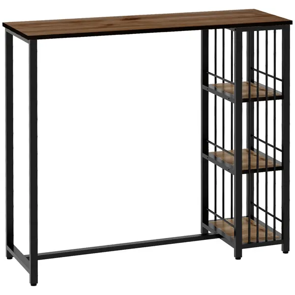 HOMCOM Masa de bar masa inalta de bucatarie mange-debout cu rafturi 120 x 40 x 105 cm picior otel negru | Aosom Romania