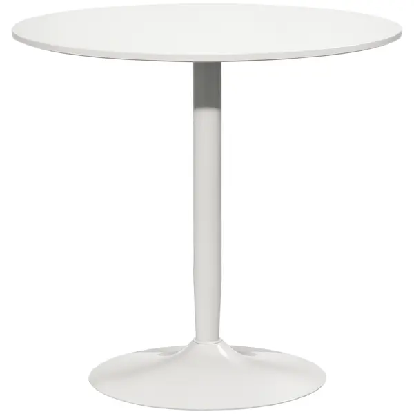 HOMCOM Masă de bucătărie pentru 2 persoane, blat rotund Ø80 cm, MDF și oțel, antiderapant, Alb, 75H cm | Aosom Romania