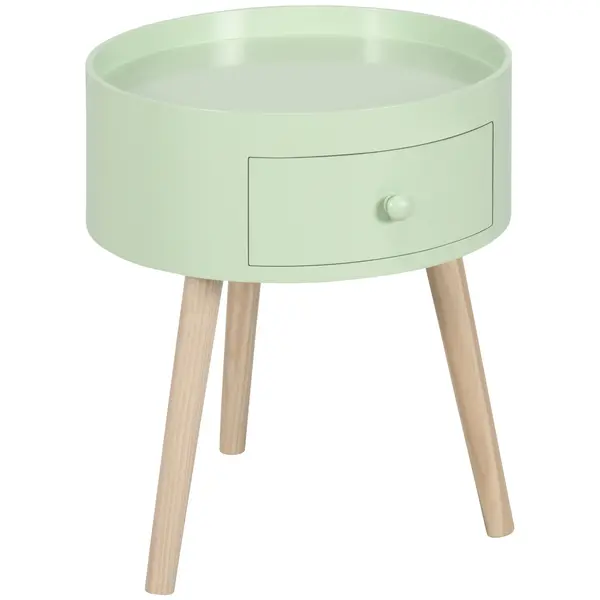 HOMCOM Masa de cafea masa de noapte masa de noapte rotunda design scandinav masa de suport cu sertar picioare subiri inclinate | Aosom Romania
