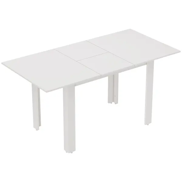 HOMCOM Masă extensibilă, 120-160 x 70 cm, masă reglabilă de bucătărie pentru 4-6 persoane, MDF, alb lucios | Aosom Romania