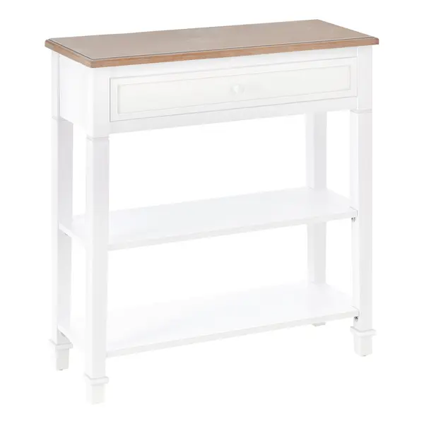HOMCOM Masa multifunctionala pentru hol, cu sertar, lemn pin, 75.6x27.5x80.5cm, alb | Aosom Romania