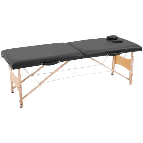 HOMCOM Masă pentru Masaj Portabilă cu Înălțime Reglabilă, Pernă Detașabilă, Mâner și Geantă, 186x60x58-81 cm, Negru | Aosom Romania