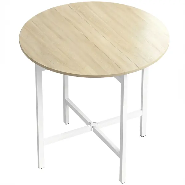 HOMCOM Masă pliabilă, masă rotundă pliabilă 80 cm cu cadru din oțel, loc pentru 2-4 persoane, aspect lemn natural | Aosom Romania