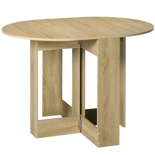 HOMCOM Masă Pliantă cu 2 Extensii Rabatabile, Masă Extensibilă cu Spațiu de Economisire, 104x76x73,7 cm, Lemn Natural | Aosom Romania