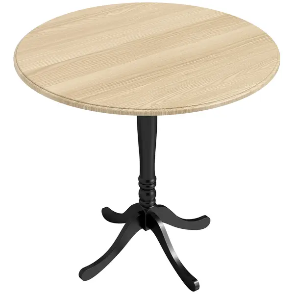 HOMCOM Masă rotundă pentru 4 persoane Ø 80 cm, masă de bucătărie, suport din oțel, stil modern, lemn natural și negru | Aosom Romania