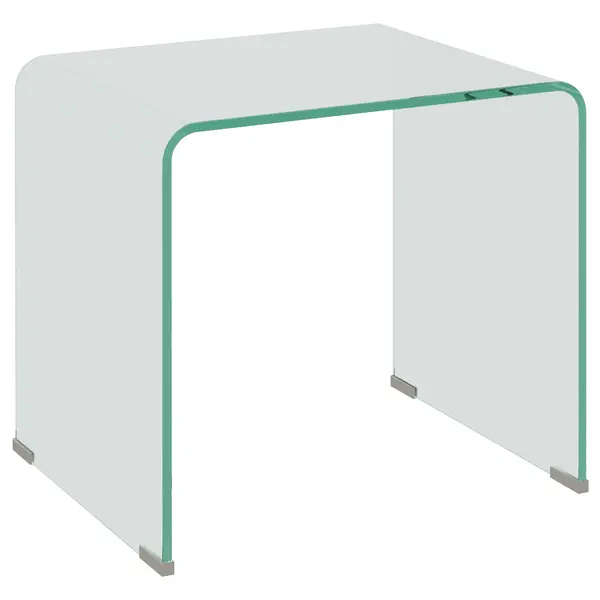 HOMCOM Măsuță de Cafea Modernă cu Picioare Antiderapante, Măsuță din Sticlă Securizată, 50x40x45 cm, Transparentă, Design Elegant | Aosom Romania