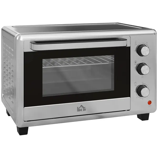 HOMCOM Mini Cuptor Electric cu Convectie 30L pentru Bucătărie Blat Temperatură Ajustabilă 1600W Accesorii Incluse | Aosom Romania