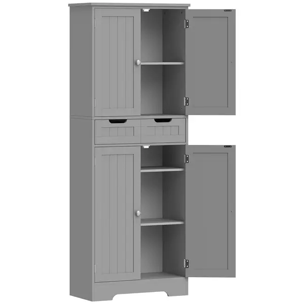 HOMCOM Mobilier de baie cu sertar, dulap cu uși, raft reglabil, 60 x 30 x 160 cm, gri | Aosom Romania