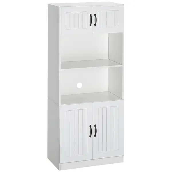 HOMCOM Mobilier de bucătărie Bufet Dulap, Stil rustic, 2 dulapuri, 2 rafturi, 70 cm x 40 cm x 170 cm Alb + Negru | Aosom Romania