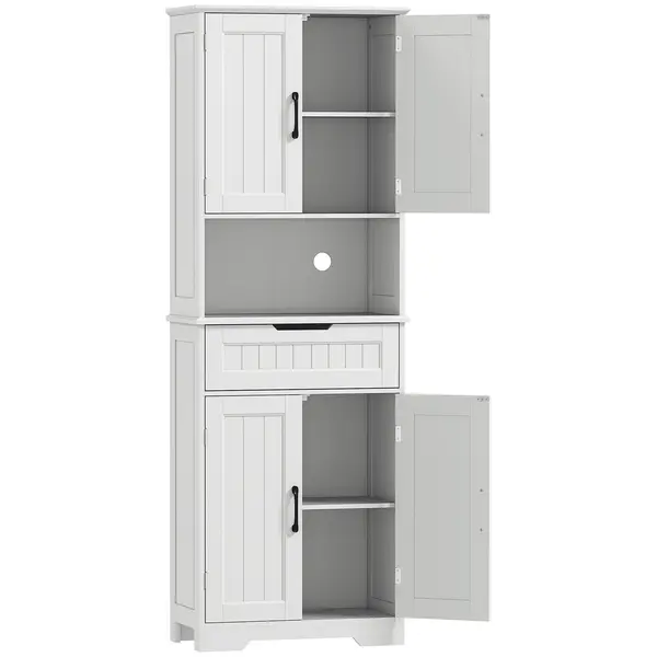 HOMCOM Mobilier de Bucătărie cu Sertar și 2 Dulapuri cu Rafturi Reglabile Alb | Aosom Romania