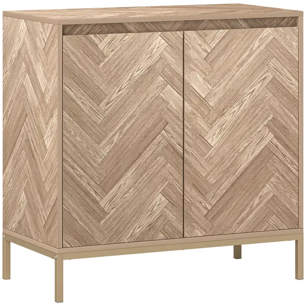 HOMCOM Mobilier de depozitare bufet cu 2 uși în șevalet, raft reglabil și picioare din oțel, dim. 78 x 40 x 78 cm, stejar | Aosom Romania