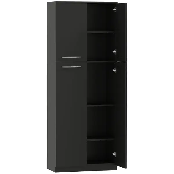 HOMCOM Mobilier de depozitare cu 2 dulapuri și rafturi reglabile din lemn negru | Aosom Romania