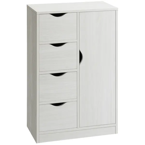 HOMCOM Mobilier Dulap Baie cu 4 Sertare si 2 Niveluri, Modern si Practic pentru Baie, Alb | Aosom Romania