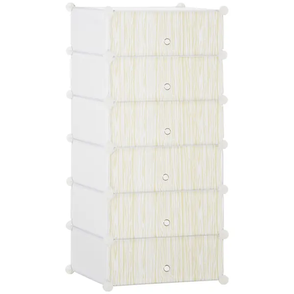 HOMCOM Mobilier Modular pentru Încălțăminte, 6 Cuburi Design Semicristal din PP și ABS, 45x35x17cm, Alb, Soluție Compactă | Aosom Romania