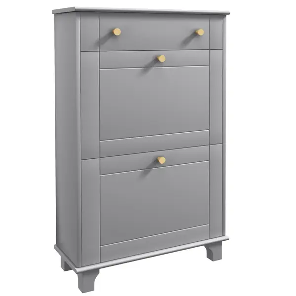 HOMCOM Mobilier Pantofar Ingust cu 2 Usi Basculante si 1 Sertar pentru 8 Perechi de Pantofi 60x23,5x98,5 cm Gri | Aosom Romania