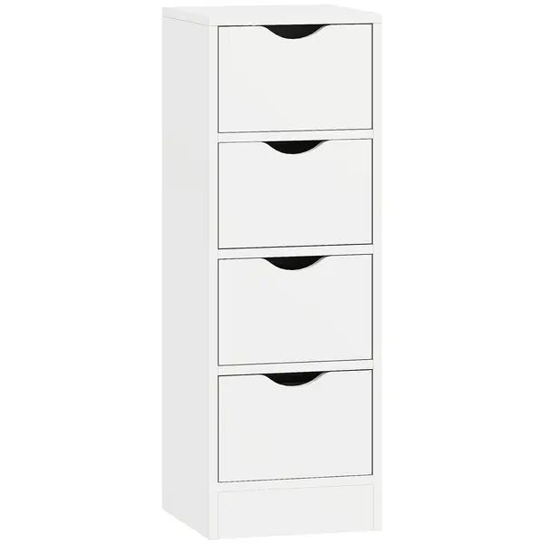 HOMCOM Mobilier pentru baie, corp de depozitare cu 4 sertare și mânere tip canelură, 29 x 29 x 83 cm, alb | Aosom Romania