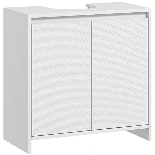HOMCOM Mobilier Sub Chiuvetă pentru Baie cu 2 Uși, Dulap de Baie cu Decupaj în U pentru Țevi, 60x30x60 cm, Alb | Aosom Romania