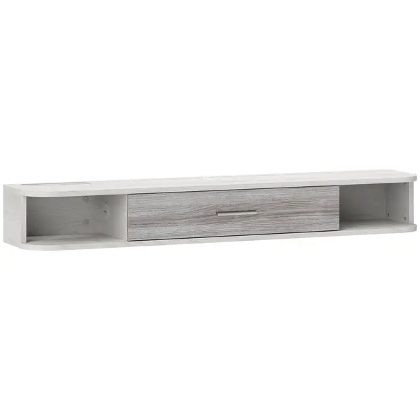 HOMCOM Mobilier TV Suspendat cu 2 Rafturi Deschise și un Dulăpior cu Ușă Rabatabilă, 120x26x16 cm, Gri | Aosom Romania