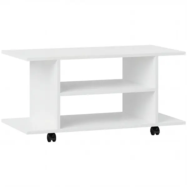 HOMCOM Mobilier unghiular cu roți și rafturi, până la 42", alb | Aosom Romania