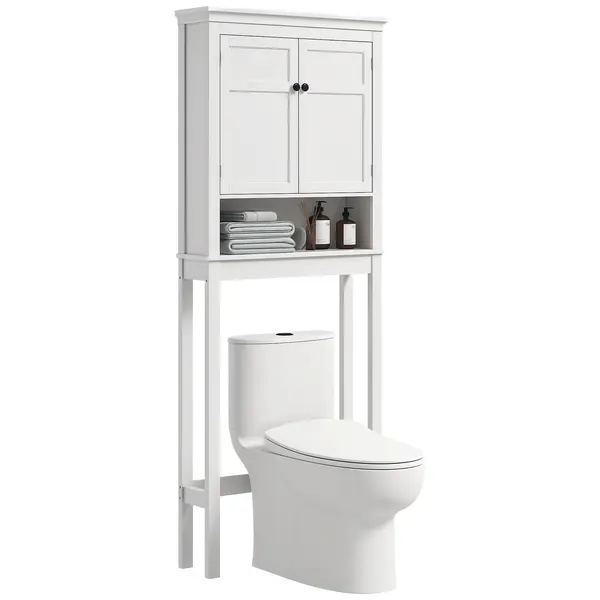 HOMCOM Mobilier WC deasupra toaletei mobilier mașină de spălat dulap 2 uși rafturi reglabile alb | Aosom Romania