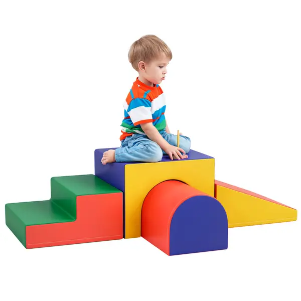 HOMCOM Modul motricitate bebeluși 4 buc. parcurs motricitate bebeluși din spumă EPE pentru copii preșcolari, multicolor | Aosom Romania