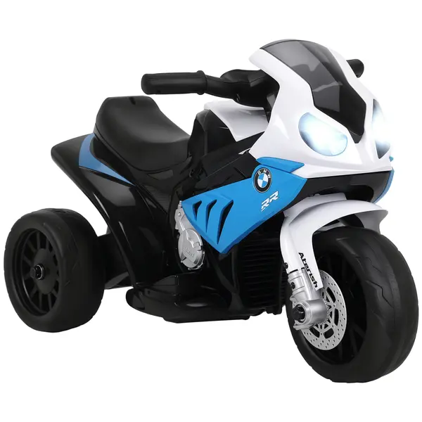 HOMCOM Moto electrică pentru copii 3 roți 6V 2,5 Km/h efecte luminoase și sonore încărcare maximă 20 kg BMW S1000 RR albastru | Aosom Romania