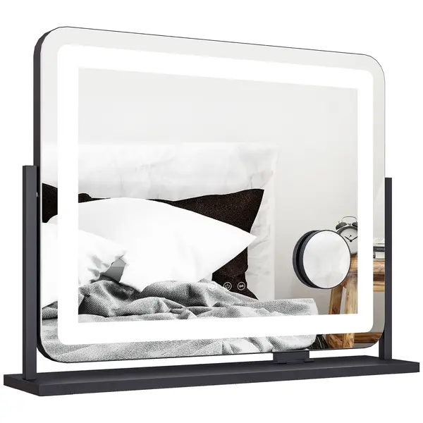 HOMCOM Muior Lumina LED intensitate 3 moduri de iluminare, marire 10X, port de incarcare USB, atingere tactila 62,5 x 52 cm | Aosom Romania