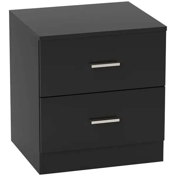 HOMCOM Noptieră modernă Noptieră dormitor cu 2 sertare pentru living dormitor 45x39,5x49 cm Negru | Aosom Romania