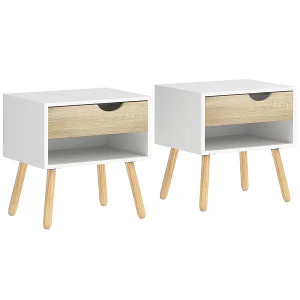 HOMCOM Noptiere Moderne cu Sertar și Raft, Design Modern și Funcțional, Ideal pentru Cameră de Dormit, Albastru | Aosom Romania