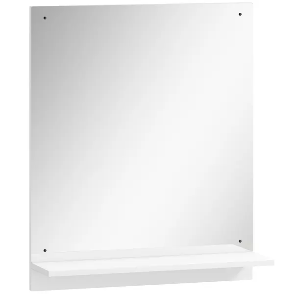HOMCOM Oglindă de baie 50 x 60 cm, oglindă de perete cu raft, pentru intrare, hol, alb | Aosom Romania
